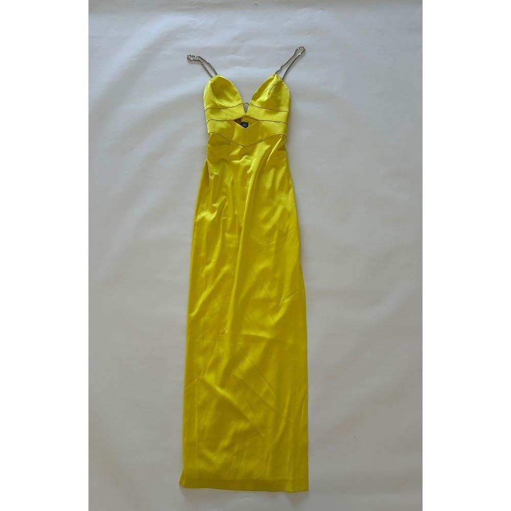 NWT Liv Foster Giselle Satin Long Dress in Solar Yellow - Size 8 - MSRP $295 - Picture 9 of 12